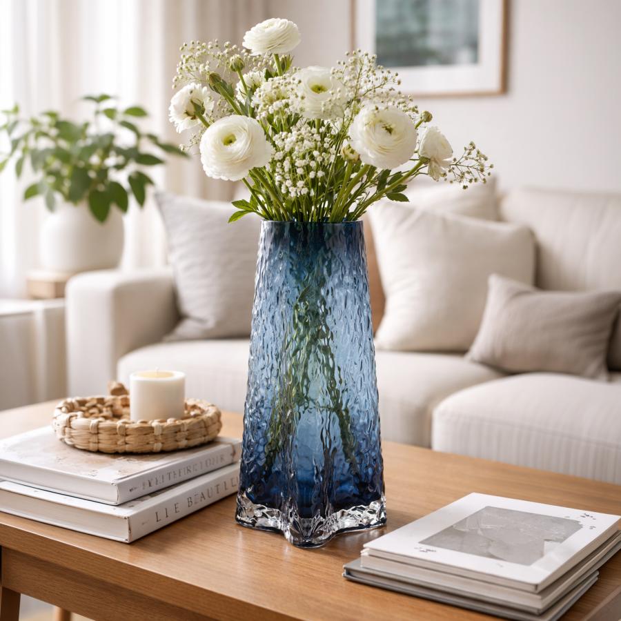 Caspian Blue Glass Vase